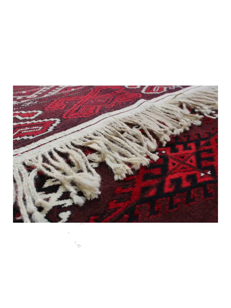 Handmade Red Persian Senneh Wool Rug 010615